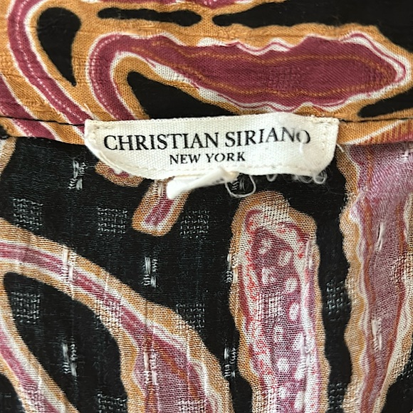 Christian Siriano Black Floral Long Sleeve Front Tie Shirt Top **Size M**🌸🌸 - Picture 4 of 4